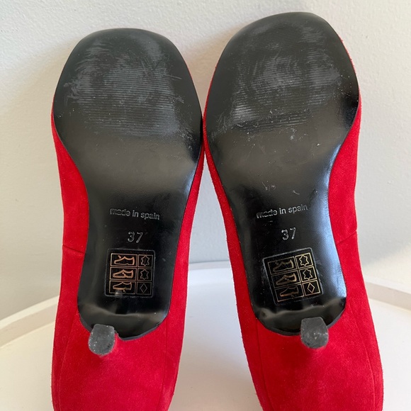 AUTHOR Spain Leather Suede Red Kitten Heel Shoes EU 37/US 6-6.5 - Picture 13 of 13